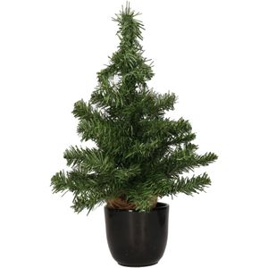 Mini kunstboom/kunst kerstboom groen 45 cm met zwarte pot - Kunstboompjes/kerstboompjes
