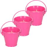 Decoris Citronella kaarsen - in zink potje - set 9x - roze - 5 branduren
