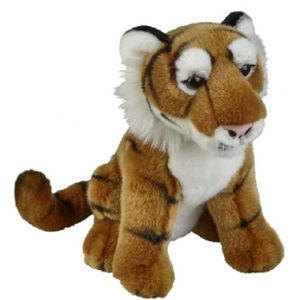 Pluche bruine tijger knuffel 28 cm - Tijgers wilde dieren knuffels - Speelgoed voor kinderen