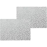 2x stuks stevige luxe Tafel placemats Stones zilver 30 x 43 cm - Met anti slip laag en Pu coating toplaag