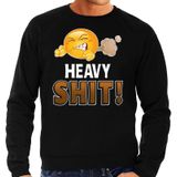Funny emoticon sweater This is heavy shit zwart voor heren - Fun / cadeau trui