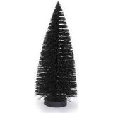 3x stuks decoratie kerstbomen/ mini kerstboompjes zwart 27 cm - Kerstdorp accessoires