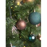18x stuks kunststof glitter kerstballen donkergroen 6 cm - Onbreekbare kerstballen - Kerstversiering