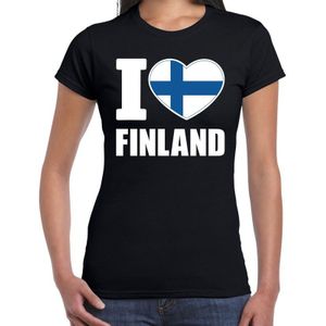 I love Finland t-shirt zwart voor dames - Fins landen shirt -  Finse supporter kleding