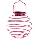 Lumineo Hanglamp - 2x - solar verlichting - fuchsia roze - D16 cm - metaal - tuinverlichting