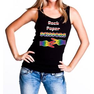 Rock Paper Scissors gaypride tanktop/mouwloos shirt - zwart lesbo singlet voor dames - Gay pride