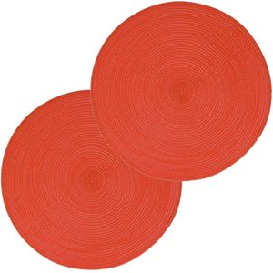 Set van 6x stuks placemats rood - gevlochten kunststof - 38 cm - Onderleggers