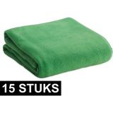 15x Fleece dekens/plaids/kleedjes groen 120 x 150 cm - Bank/woonkamer dekentjes