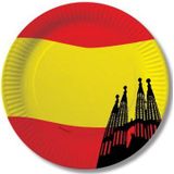 Spanje/Spaanse vlag thema wegwerp bordjes 10 stuks - 23 cm van karton - Feestartikelen