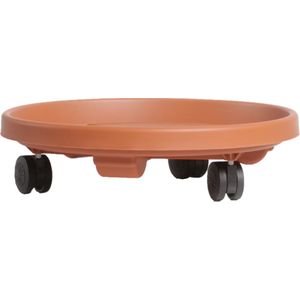 Set van 4x stuks plantenonderzetter/multiroller rond bruin kunststof 30 cm - Trolleys voor kamerplanten