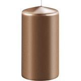 6x Metallic koperen cilinderkaarsen/stompkaarsen 6 x 15 cm 58 branduren - Geurloze kaarsen metallic koper - Woondecoraties