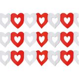 Pakket van 3x stuks hartjes slingers rood/wit - 300 cm - Romantische feestslingers voor bruiloften / Valentijn