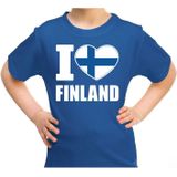 I love Finland t-shirt blauw voor kids - Fins landen shirt - Finland supporters kleding
