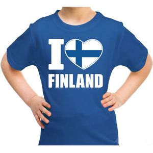 I love Finland t-shirt blauw voor kids - Fins landen shirt - Finland supporters kleding