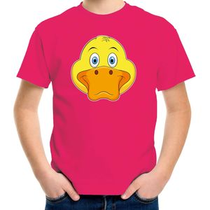 Cartoon eend t-shirt roze voor jongens en meisjes - Kinderkleding / dieren t-shirts kinderen