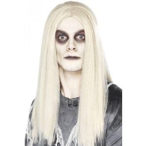 Spook pruik lang wit haar