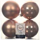 16x stuks kunststof kerstballen toffee bruin 10 cm - Mat/glans - Onbreekbare plastic kerstballen