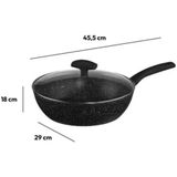 Secret de Gourmet - Hapjespan met deksel - Alle kookplaten/warmtebronnen geschikt - zwart - Dia 28 cm