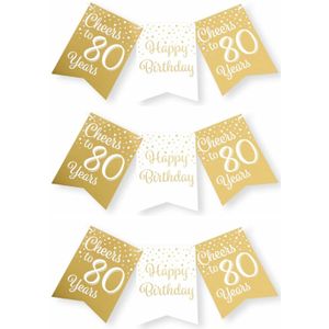 Paperdreams verjaardag vlaggenlijn 80 jaar - 3x - wit/goud - 600 cm