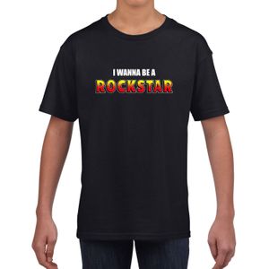 I wanna be a Rockstar fun tekst t-shirt zwart kids - Fun tekst / Verjaardag cadeau / kado t-shirt kids