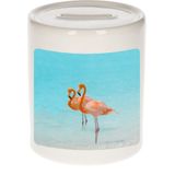 Dieren flamingo foto spaarpot 9 cm jongens en meisjes - Cadeau spaarpotten flamingo vogels liefhebber