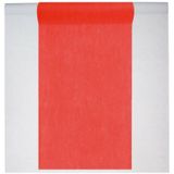 Feest tafelkleed met tafelloper op rol - wit/rood - 10 meter