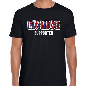 Zwart France fan t-shirt voor heren - France supporter - Frankrijk supporter - EK/ WK shirt / outfit