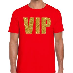 VIP glitter goud heren shirt rood - Heren feest t-shirts