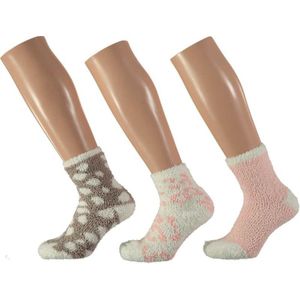 3x Meisjes bedsokken panter roze/wit maat 27-30 - Kinder sokken