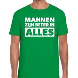 Mannen zijn beter in alles tekst t-shirt groen heren - heren shirt Mannen zijn beter in alles