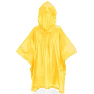 Kinder regen poncho - pvc - geel - in zakje - vanaf 4 jaar - noodponcho met capuchon