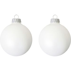 16x Satijn witte glazen kerstballen mat 7 cm kerstboomversiering - Kerstversiering/kerstdecoratie wit