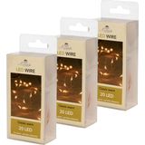 Set van 6x stuks draadverlichting lichtsnoer met 20 lampjes warm wit 100 cm - Lichtdraden/lichtsnoeren - kerstverlichting