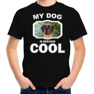 Deense dog honden t-shirt my dog is serious cool zwart - kinderen - Deense dogs liefhebber cadeau shirt - kinderkleding / kleding