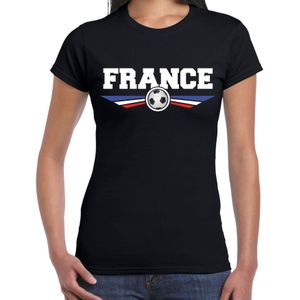 Frankrijk / France landen / voetbal t-shirt met wapen in de kleuren van de Franse vlag - zwart - dames - Frankrijk landen shirt / kleding - EK / WK / voetbal shirt