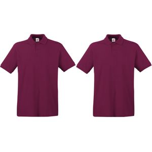 2-Pack maat XL bordeaux rode polo shirt premium van katoen voor heren - Polo t-shirts voor heren