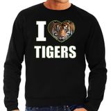 I love tigers trui met dieren foto van een tijger zwart voor heren - cadeau sweater tijgers liefhebber