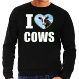 I love cows trui met dieren foto van een koe zwart voor heren - cadeau sweater koeien liefhebber
