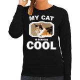 Lapjeskat katten trui / sweater my cat is serious cool zwart - dames - katten / poezen liefhebber cadeau sweaters