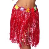 Fiestas Guirca Hawaii verkleed rokje - voor volwassenen - rood - 50 cm - hoela rok - tropisch