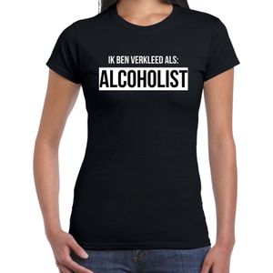 Verkleed als alcoholist t-shirt zwart voor dames - Drank fun t-shirts