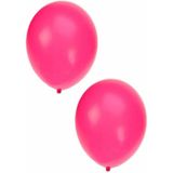 Bellatio Decorations ballonnen - 60 stuks - neon roze - 27 cm - helium of lucht - verjaardag / versiering