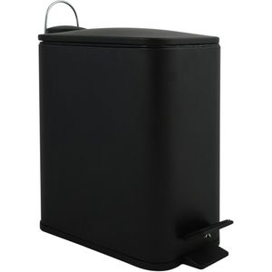 Spirella Pedaalemmer Paris - zwart - 5 liter - metaal - L28 x B14 x H29 cm - soft-close - toilet/badkamer
