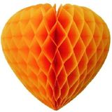 Set van 10x stuks oranje feestversiering decoratie hart 30 cm van papier - Koningsdag/ek/wk/oranje feest