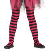 Roze/zwart gestreepte panty 15 denier voor meisjes