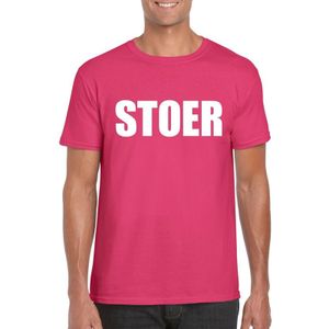 Stoer tekst t-shirt roze heren