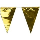 Party Vlaggenlijn - 3x - binnen/buiten - plastic - metallic goud - 6 m - 25 punt vlaggetjes