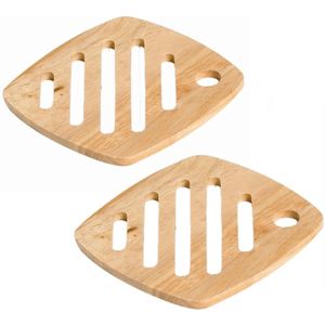 Set van 2x stuks vierkante pannen onderzetters van hout 18 cm - Onderzetters voor ovenschalen en kookpannen