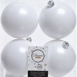 24x Winter witte kunststof kerstballen 10 cm - Mat - Onbreekbare plastic kerstballen - Kerstboomversiering winter wit