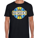 Have fear Sweden is here t-shirt met sterren embleem in de kleuren van de Zweedse vlag - zwart - heren - Zweden supporter / Zweeds elftal fan shirt / EK / WK / kleding